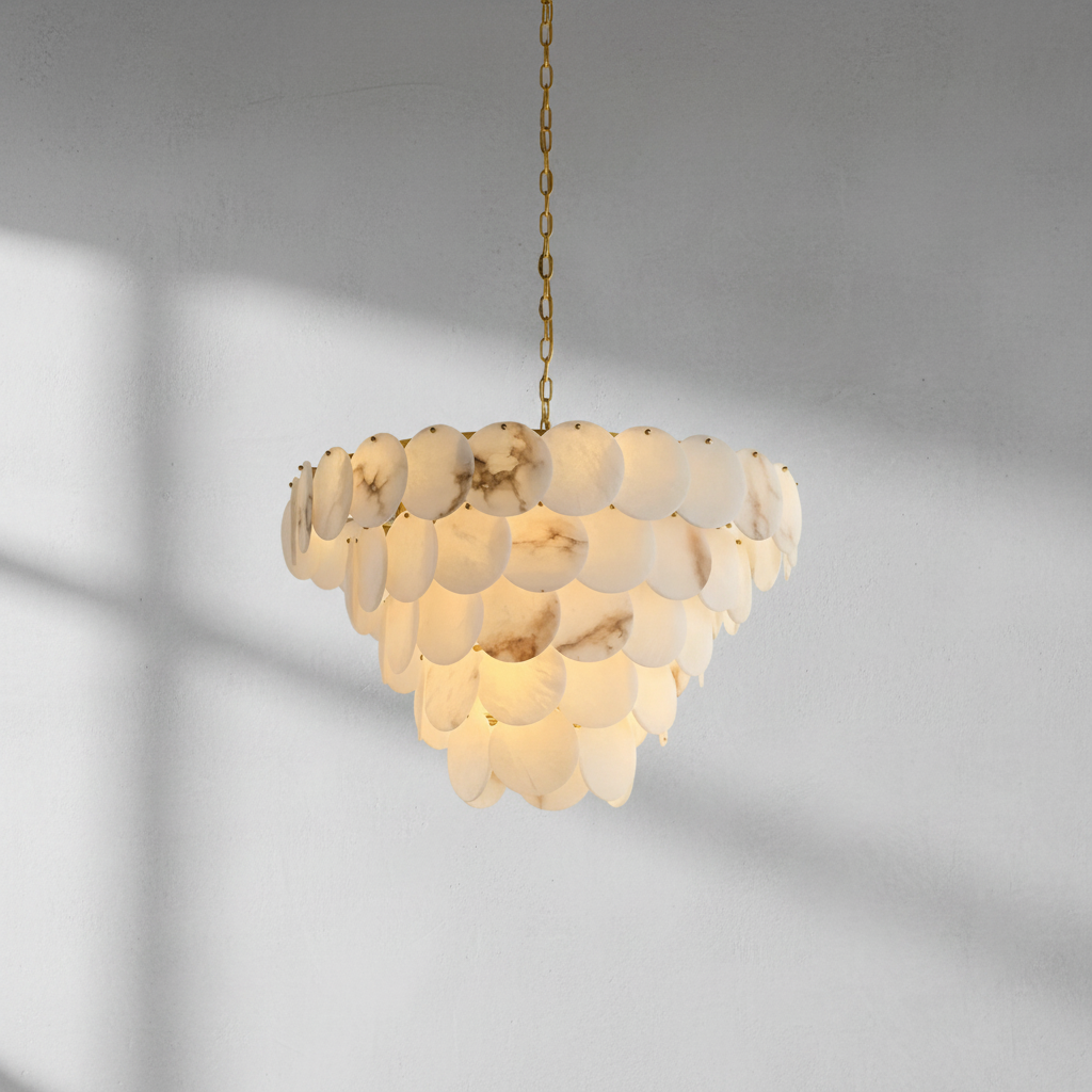 Riviko Alabaster Radiance Round Chandelier - Background Shot
