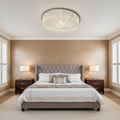Riviko Radiant Cascade Round/Oval Flush Mount Chandelier - American master bedroom with standard ceiling