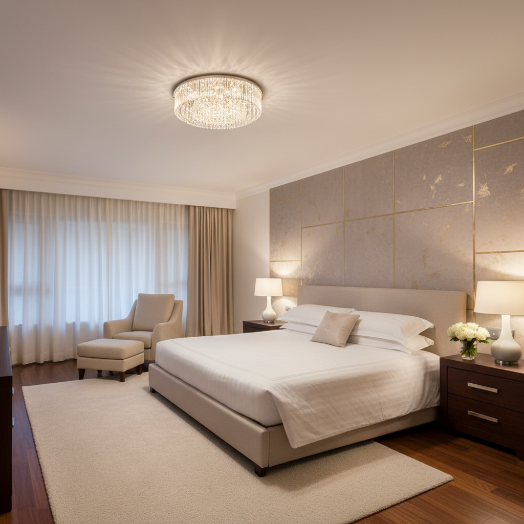 Riviko Radiant Cascade Round/Oval Flush Mount Chandelier - American guest bedroom