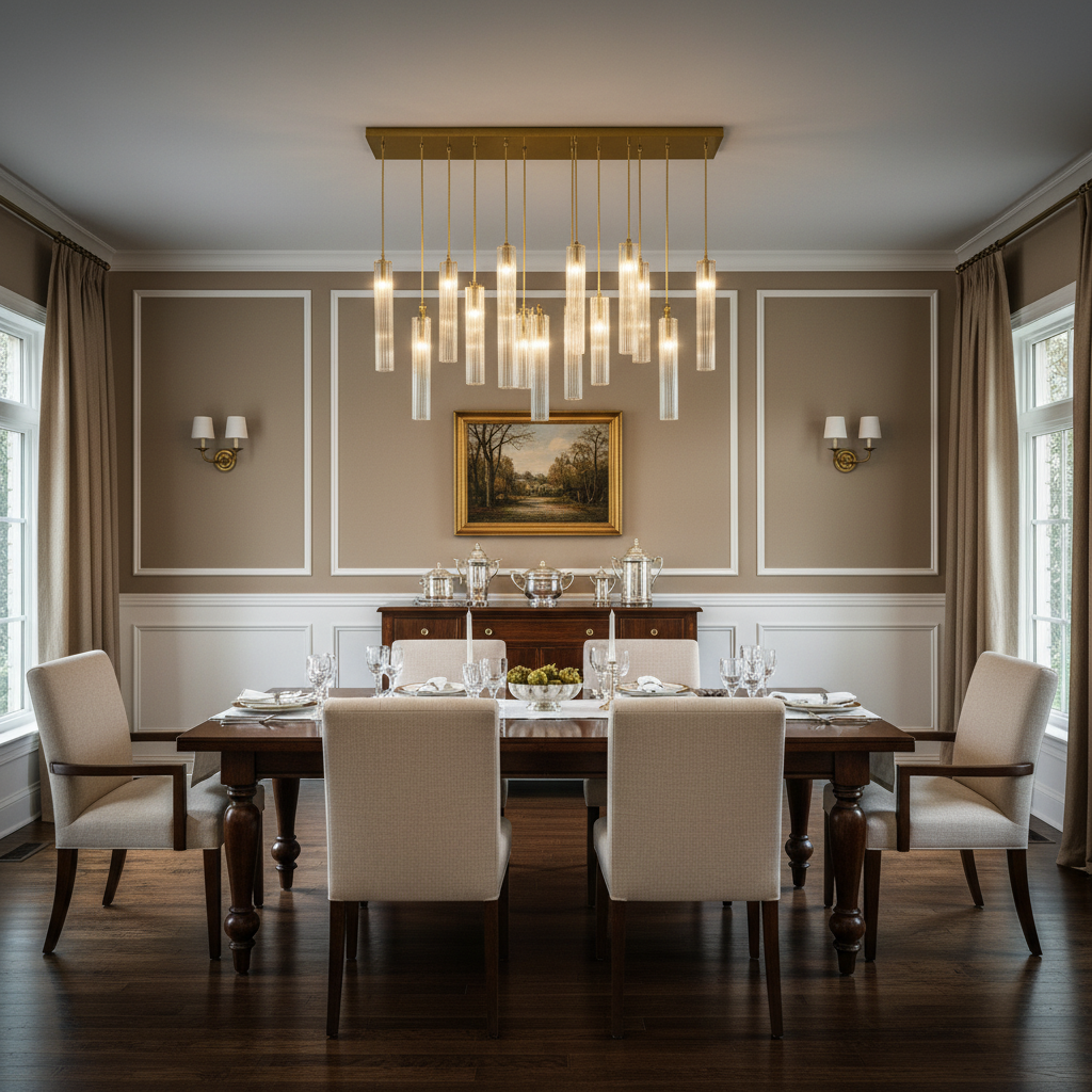 Riviko Aura Cascade Linear Chandelier - American transitional dining room