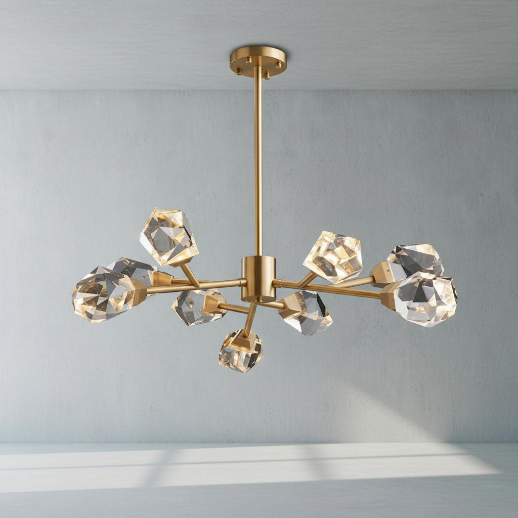 Riviko Radiant Prism Brass Chandelier - Background Shot
