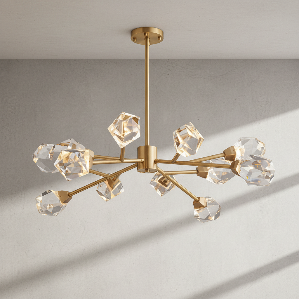 Riviko Radiant Prism Brass Chandelier - Background Shot