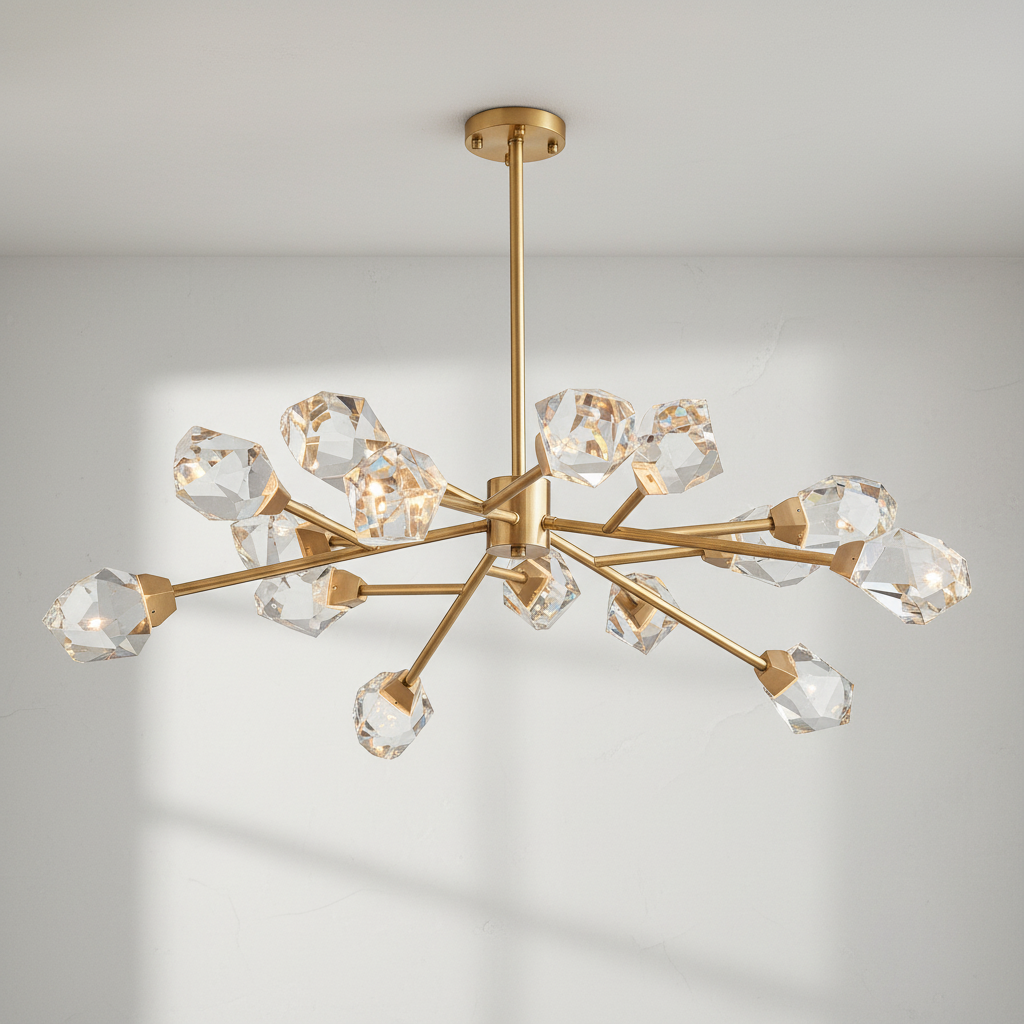 Riviko Radiant Prism Brass Chandelier - Background Shot