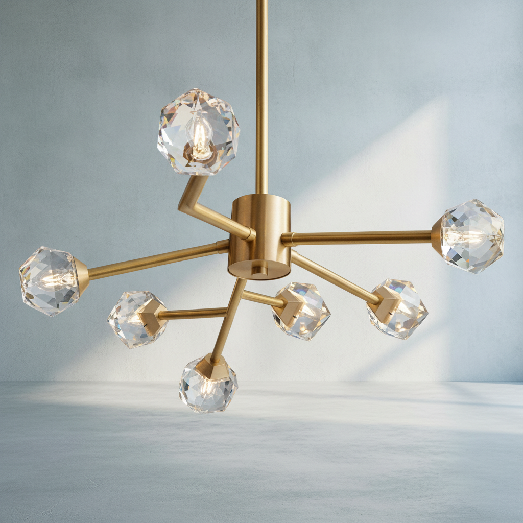 Riviko Radiant Prism Brass Chandelier - Background Shot