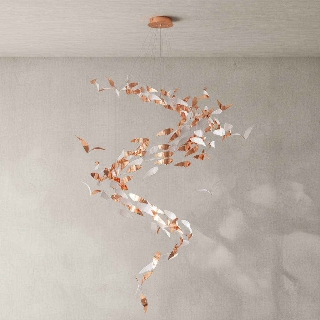 Riviko Grand Lumina Spiral Art Glass Chandelier - Background Shot