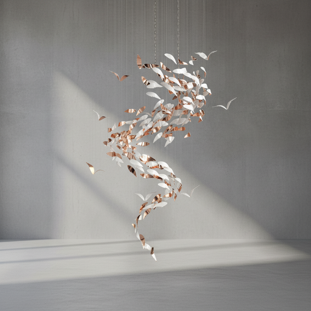 Riviko Grand Lumina Spiral Art Glass Chandelier - Background Shot