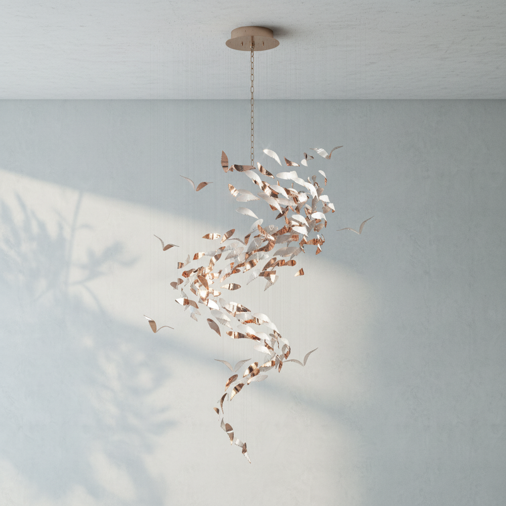 Riviko Grand Lumina Spiral Art Glass Chandelier - Background Shot