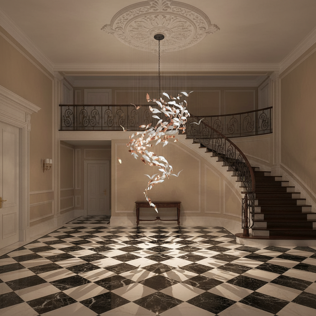 Riviko Grand Lumina Spiral Art Glass Chandelier - grand American estate foyer