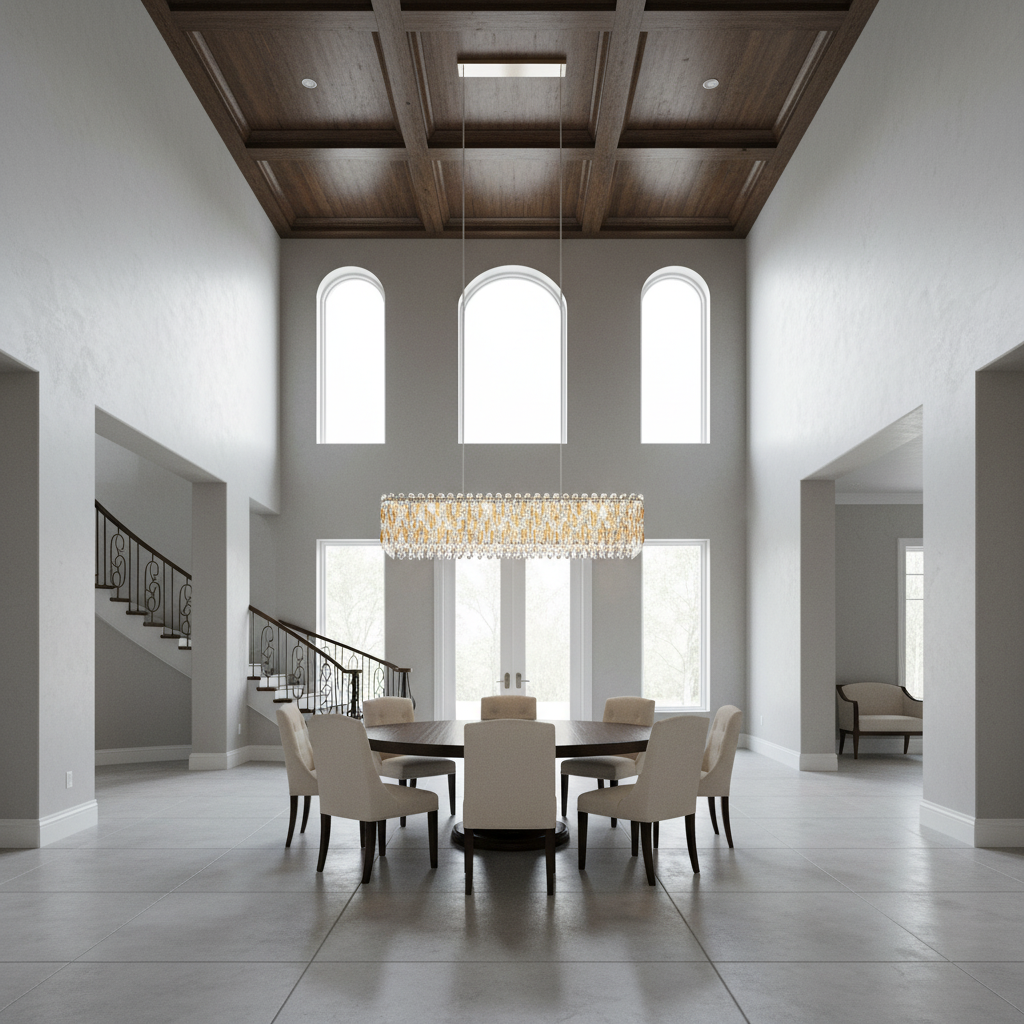 Riviko Grand Lumina Rectangular Crystal Pendant Chandelier - Background Shot