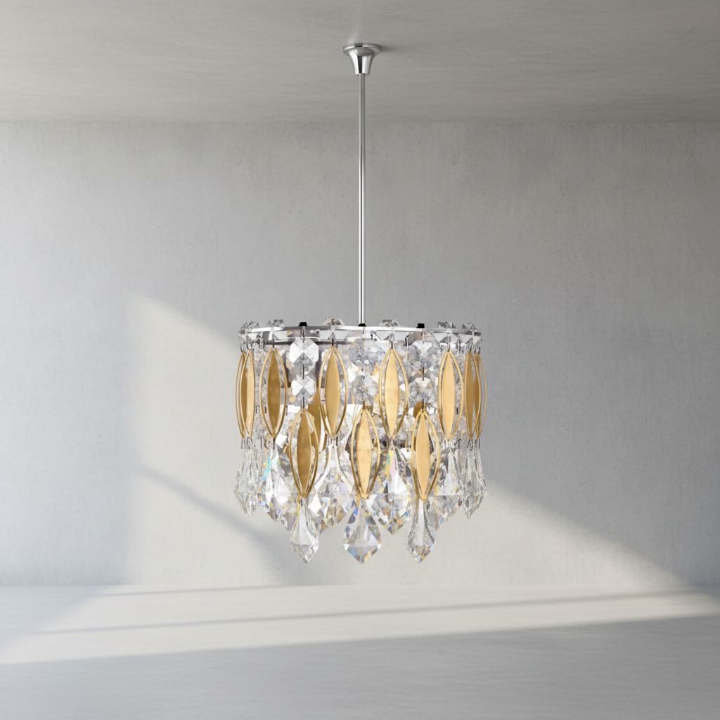 Riviko Grand Lumina Rectangular Crystal Pendant Chandelier - Background Shot