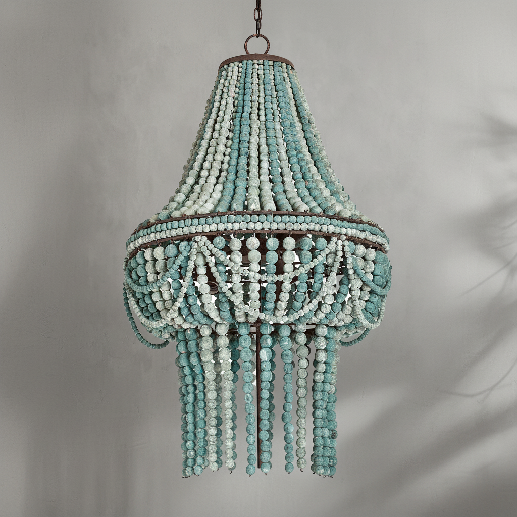 Riviko Coastal Driftwood 6-Light Chandelier - Background Shot
