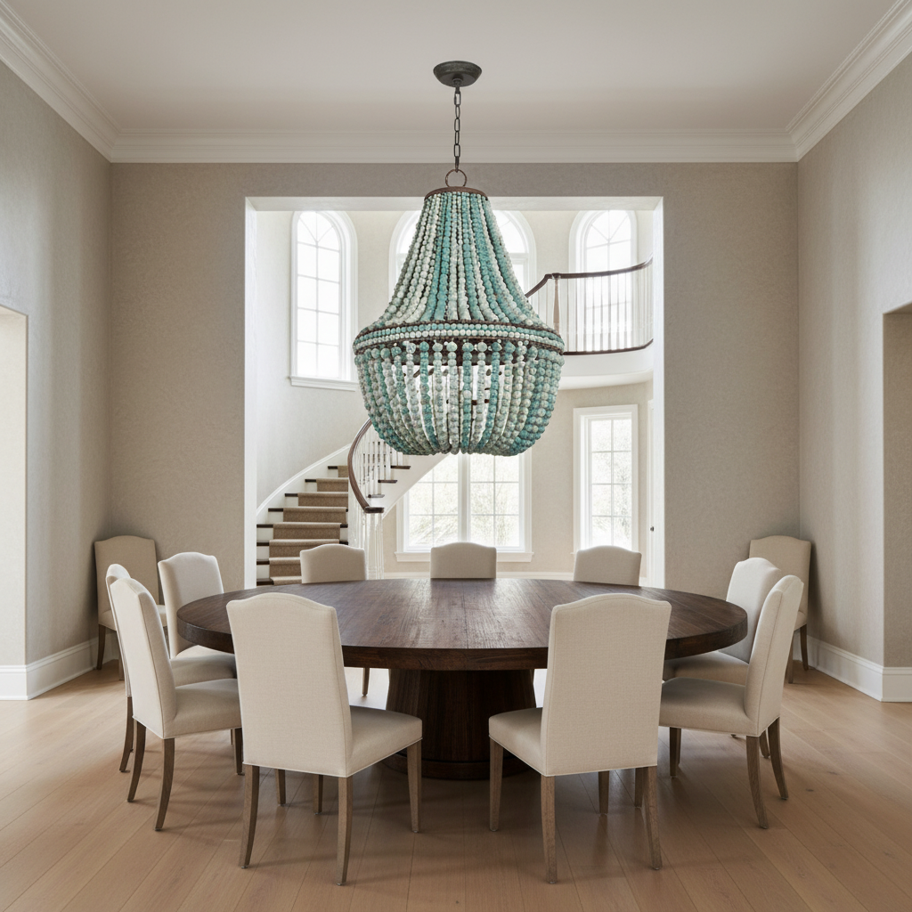 Riviko Coastal Driftwood 6-Light Chandelier - Background Shot