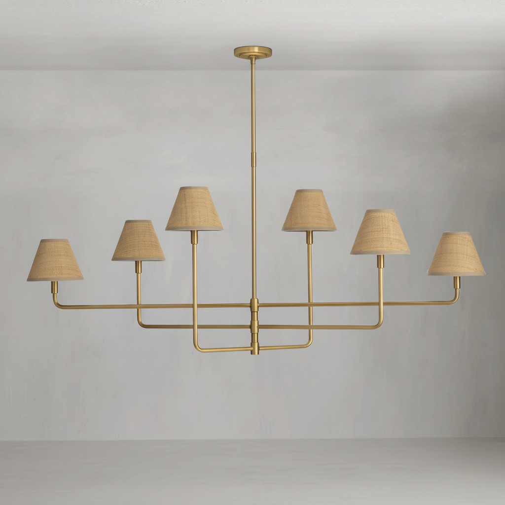 Riviko Veridian Rattan 6-Light Chandelier - Background Shot