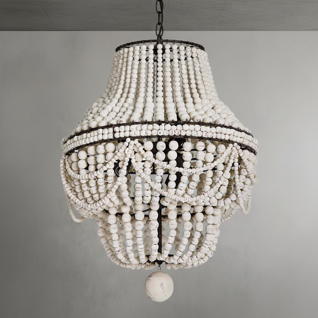 Riviko Coastal Driftwood 6-Light Chandelier - Background Shot