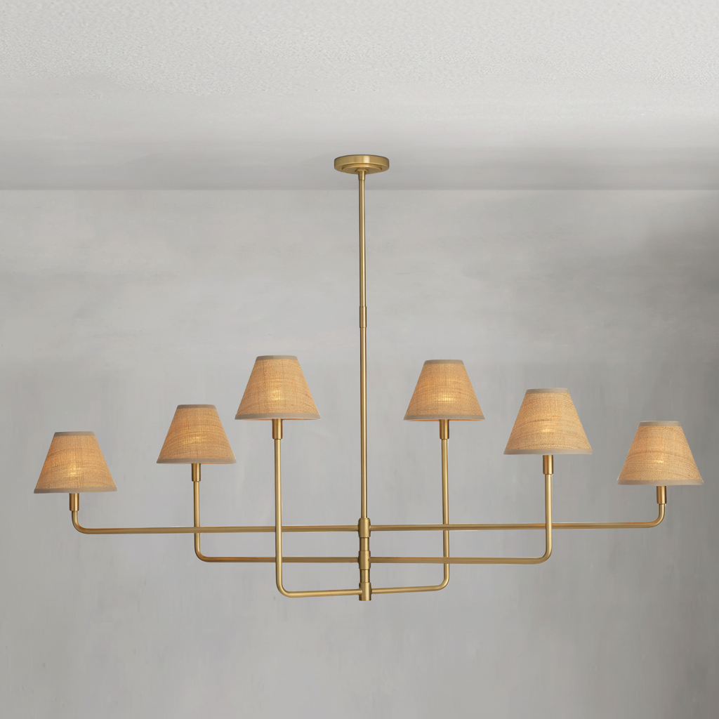 Riviko Veridian Rattan 6-Light Chandelier - Background Shot
