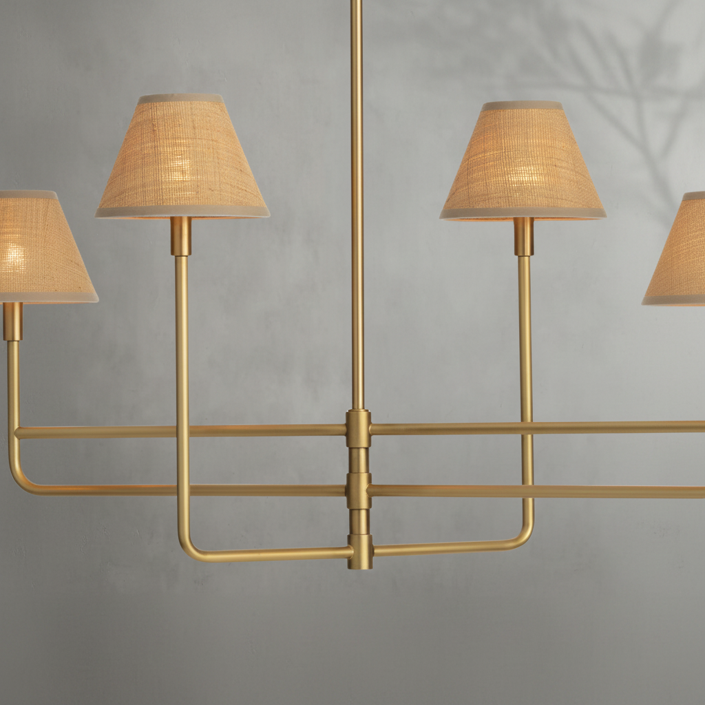 Riviko Veridian Rattan 6-Light Chandelier - Background Shot