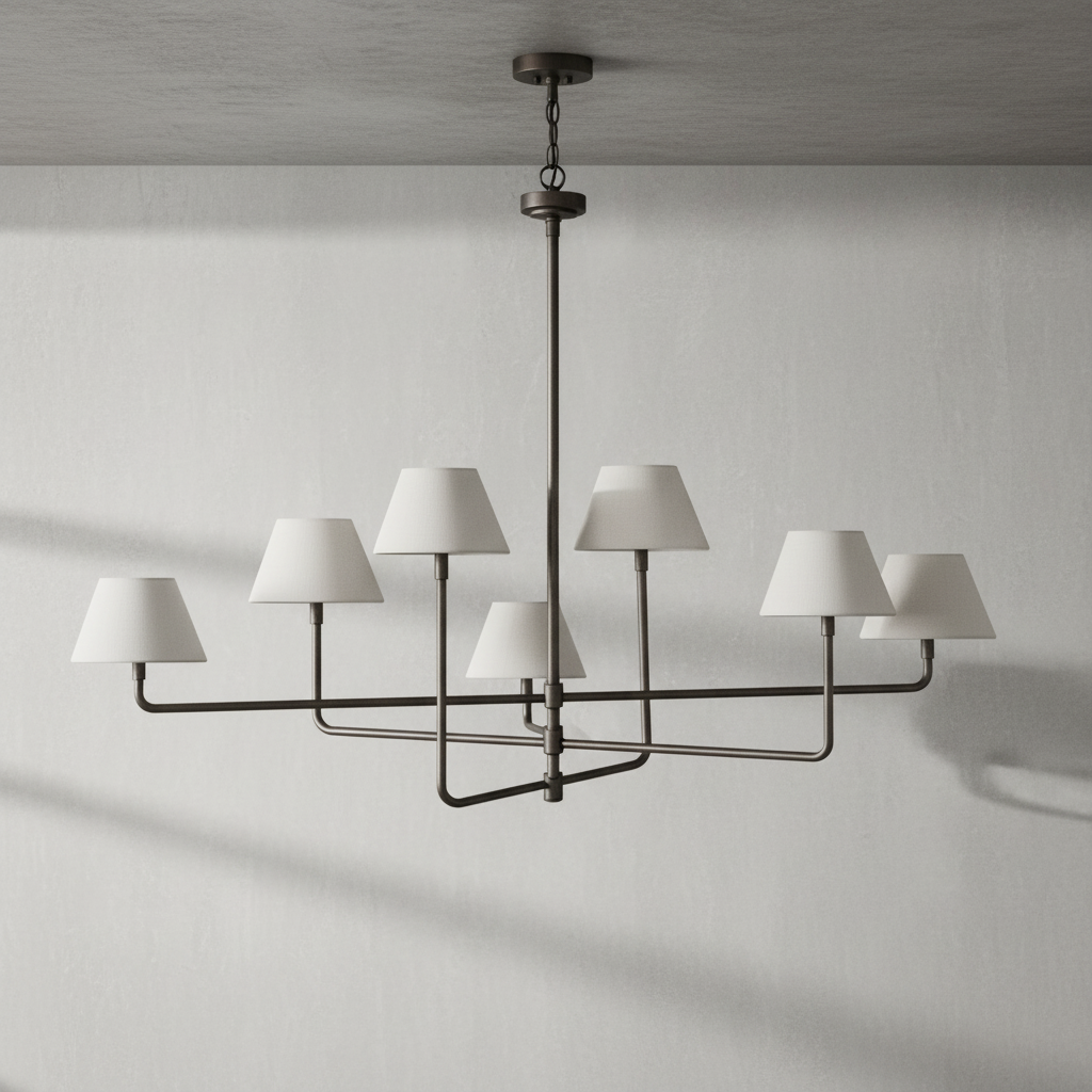 Riviko Veridian Rattan 6-Light Chandelier - Background Shot