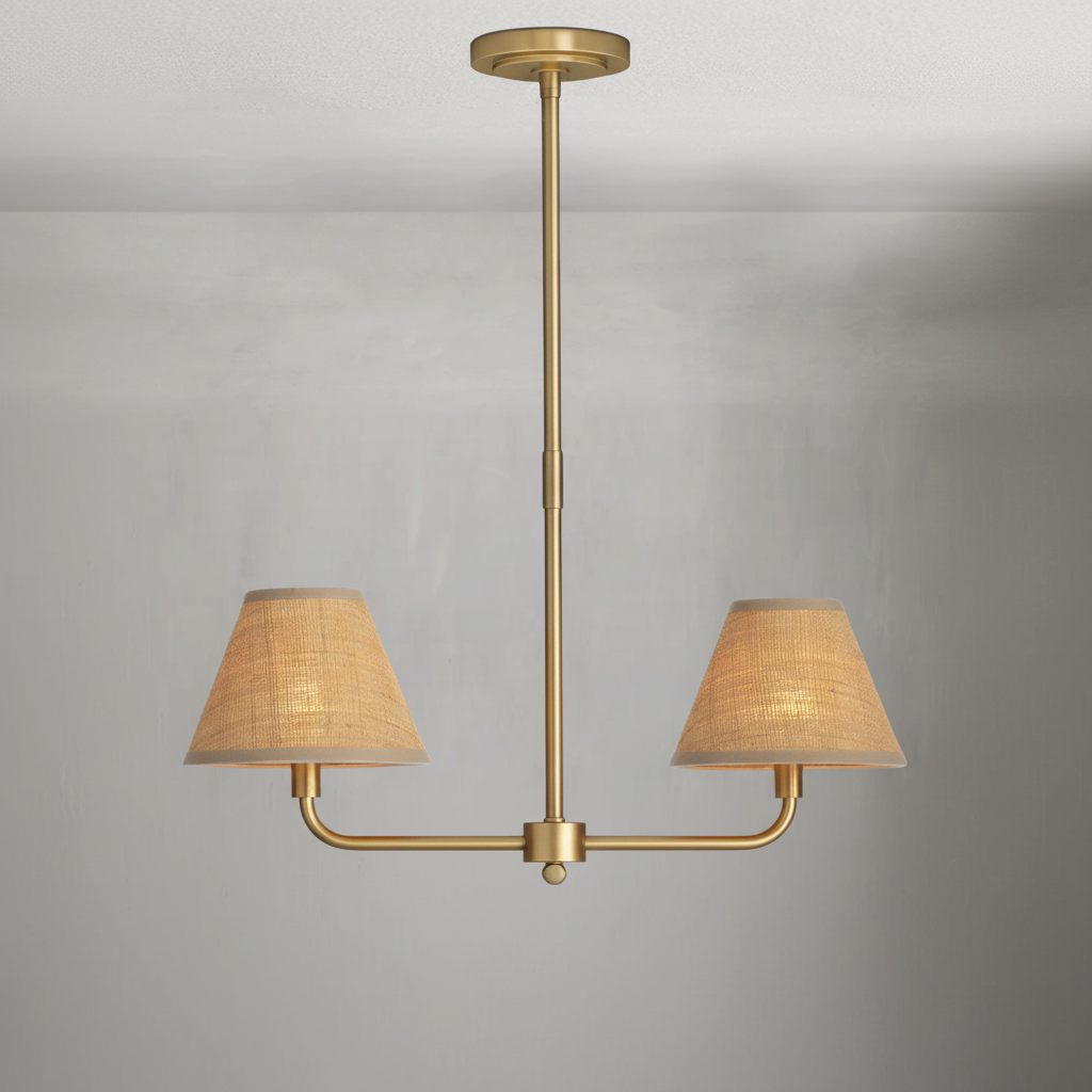 Riviko Veridian Rattan 6-Light Chandelier - Background Shot
