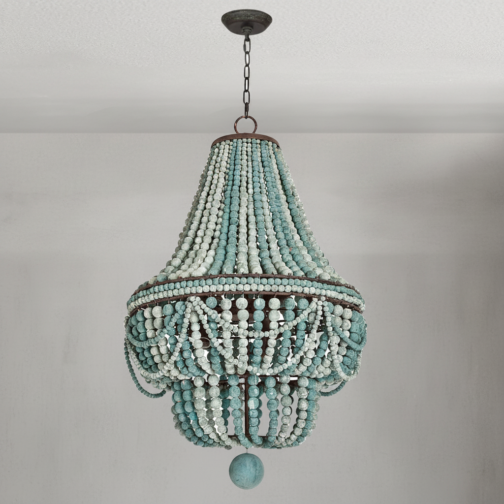 Riviko Coastal Driftwood 6-Light Chandelier - Background Shot