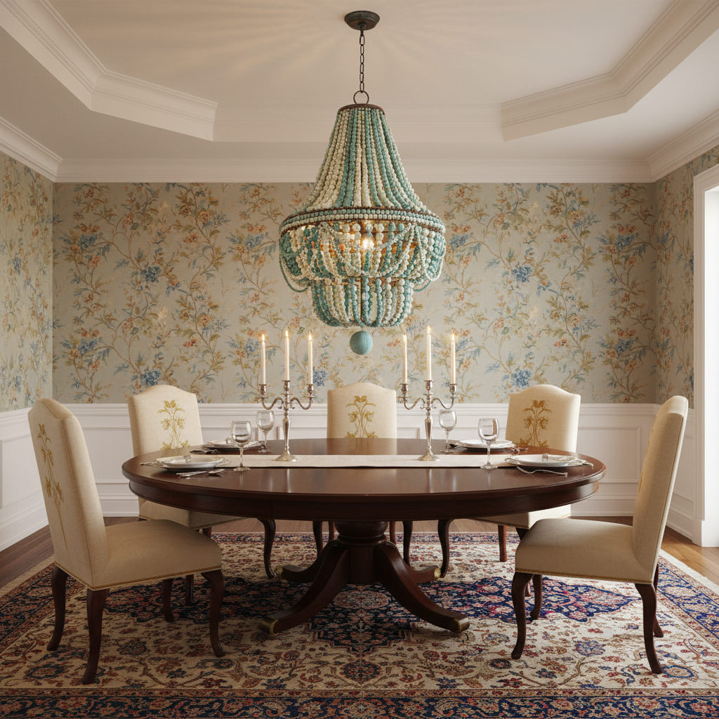 Riviko Coastal Driftwood 6-Light Chandelier - formal American dining room