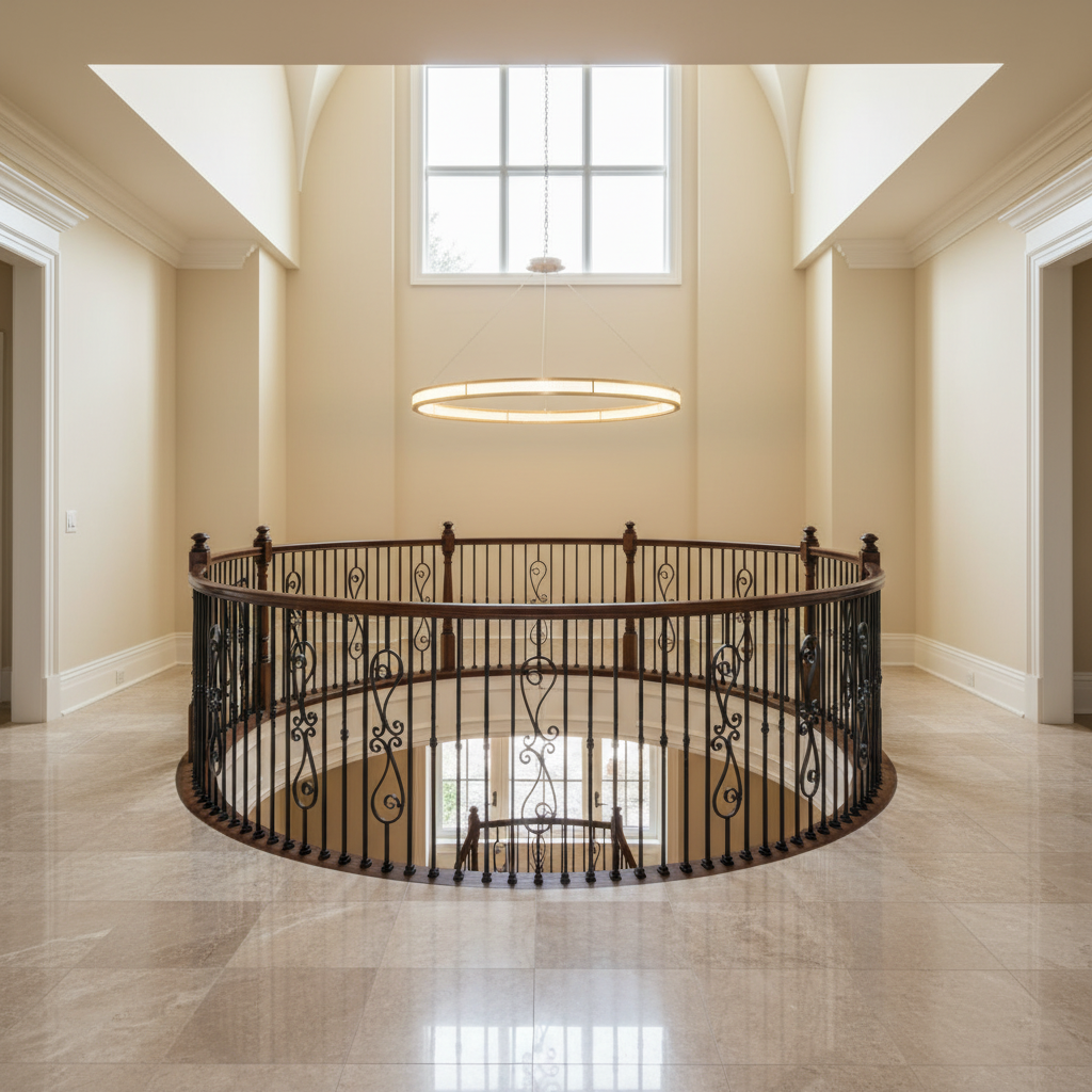 Riviko Deco Radiance Grand Chandelier - dramatic American stairwell with soaring ceiling
