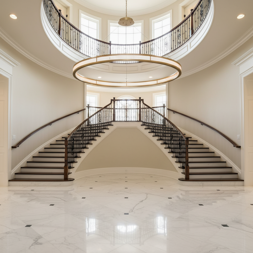 Riviko Damien XL Modern Chandelier - dramatic American stairwell with soaring ceiling