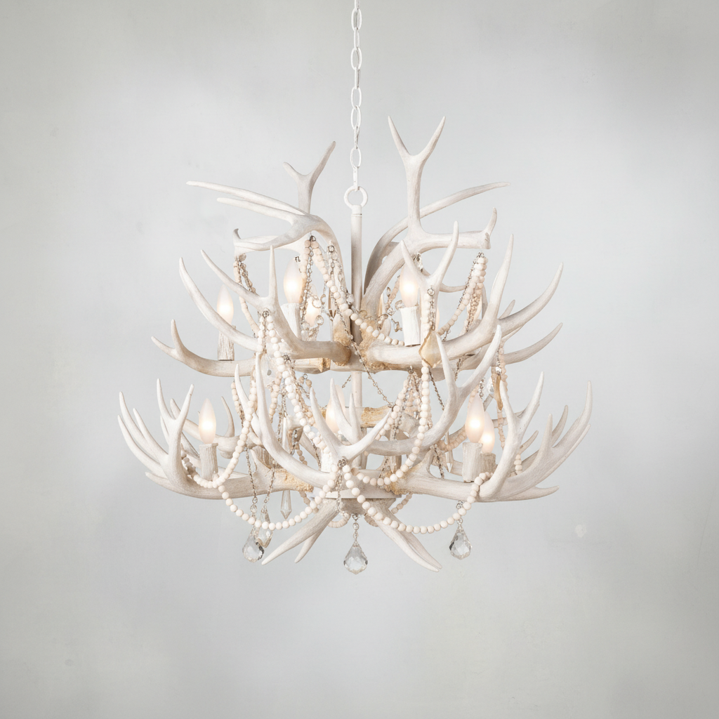 Riviko Coastal Antler Chandelier - Background Shot