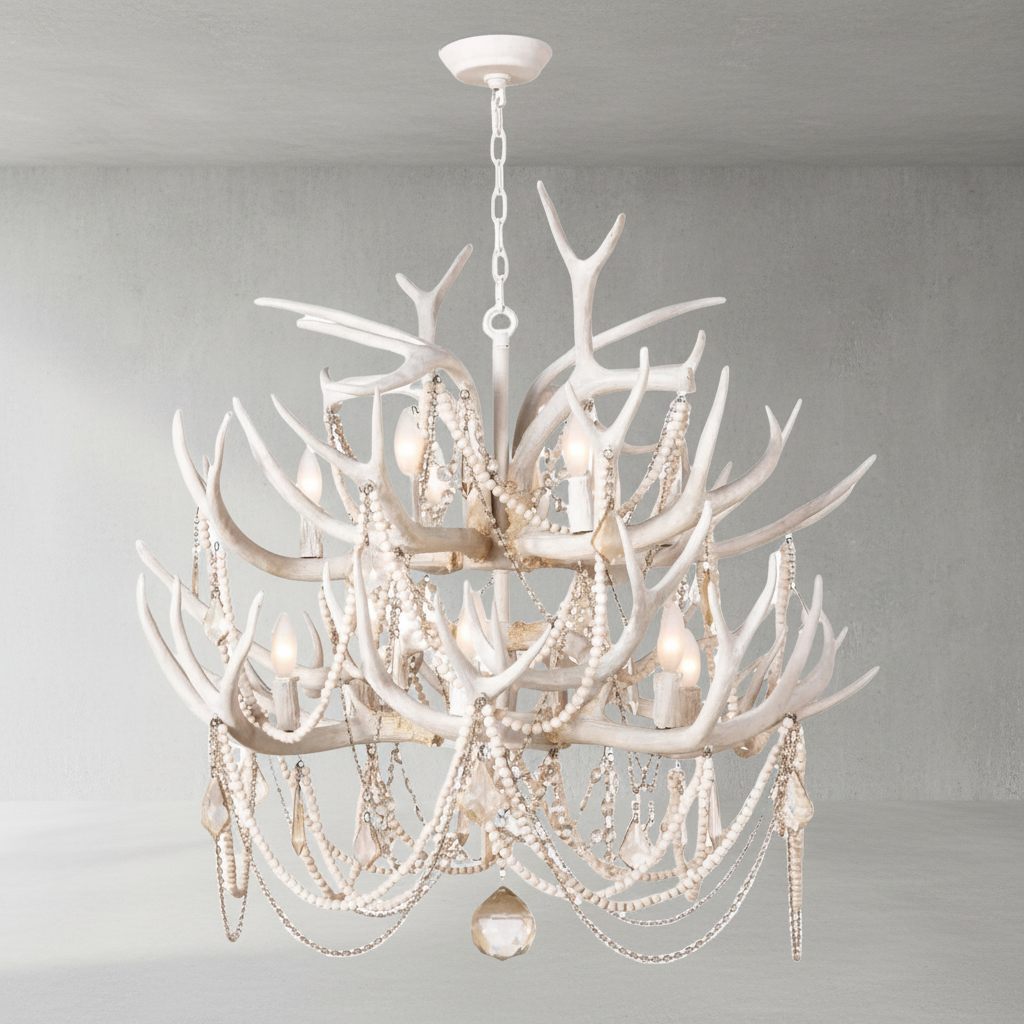 Riviko Coastal Antler Chandelier - Background Shot