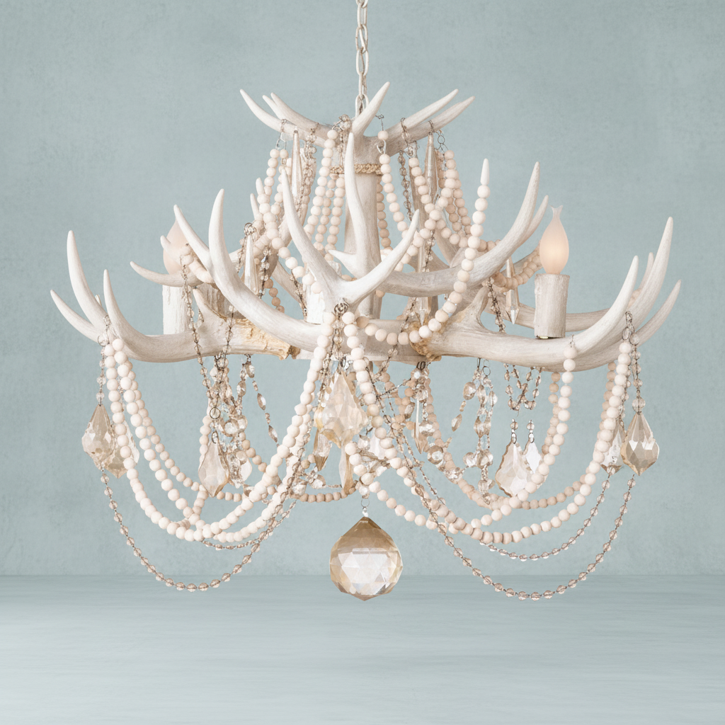 Riviko Coastal Antler Chandelier - Background Shot