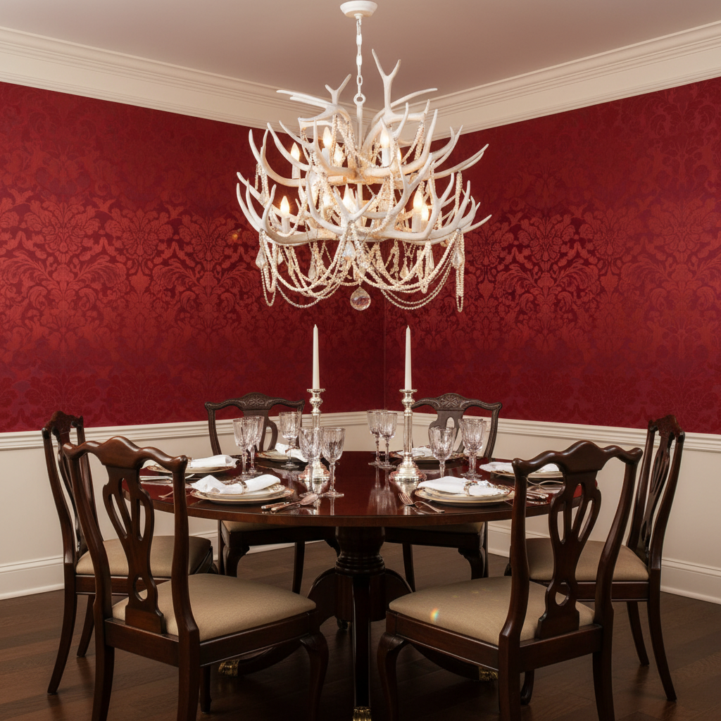 Riviko Coastal Antler Chandelier - formal American dining room