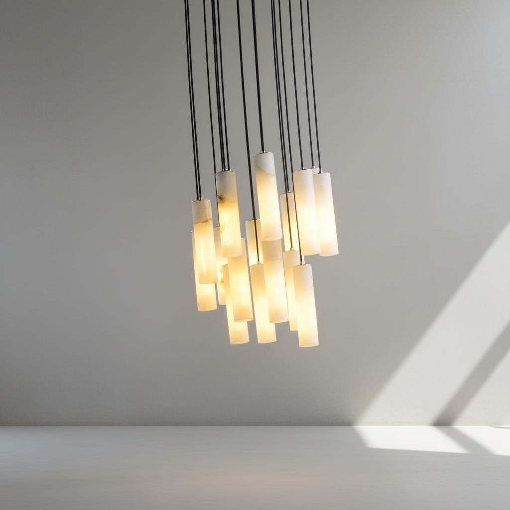 Riviko Alabaster Halo Linear Chandelier - Background Shot