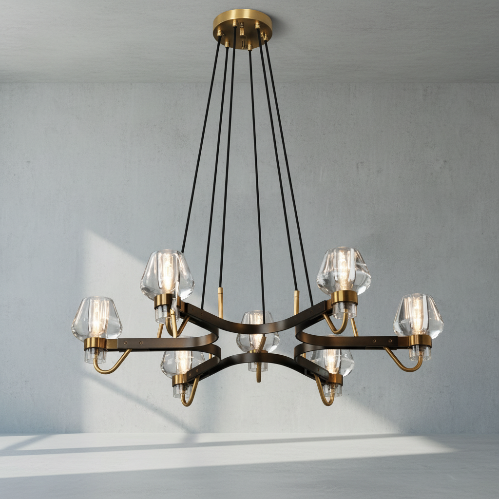 Riviko Aura Branching Brass Chandelier - Background Shot