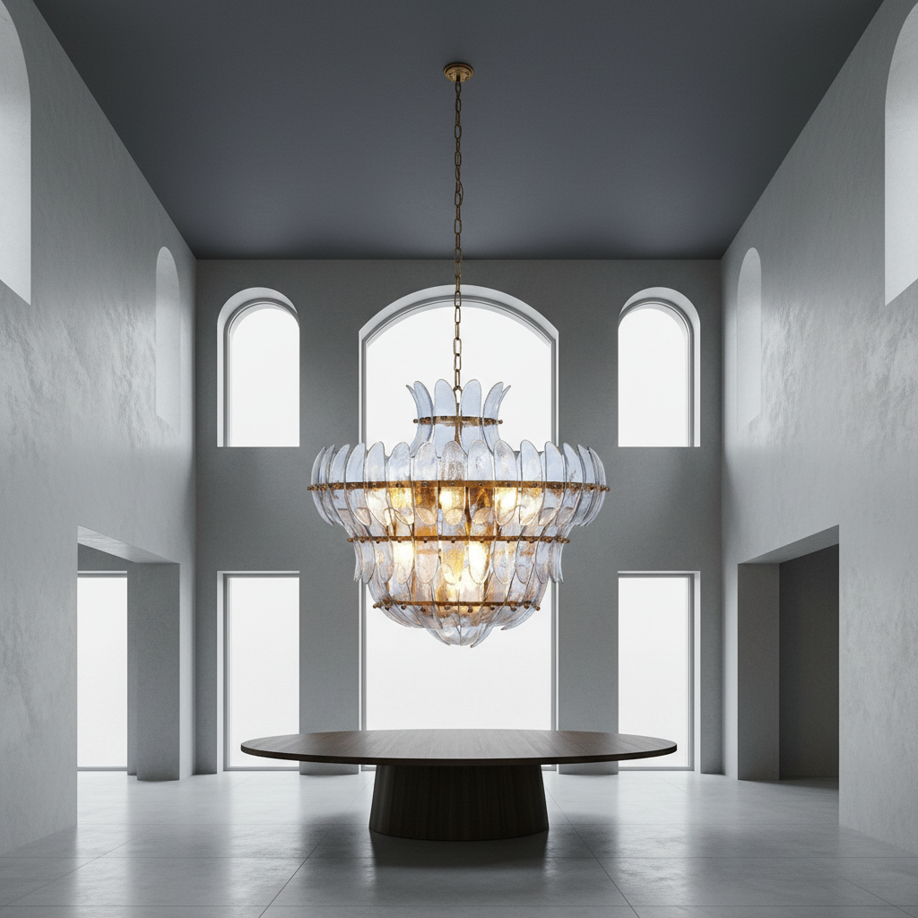 Riviko Veridian Bloom 10-Light Blown Glass Chandelier - Background Shot