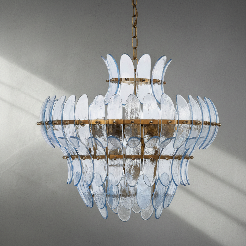Riviko Veridian Bloom 10-Light Blown Glass Chandelier - Background Shot