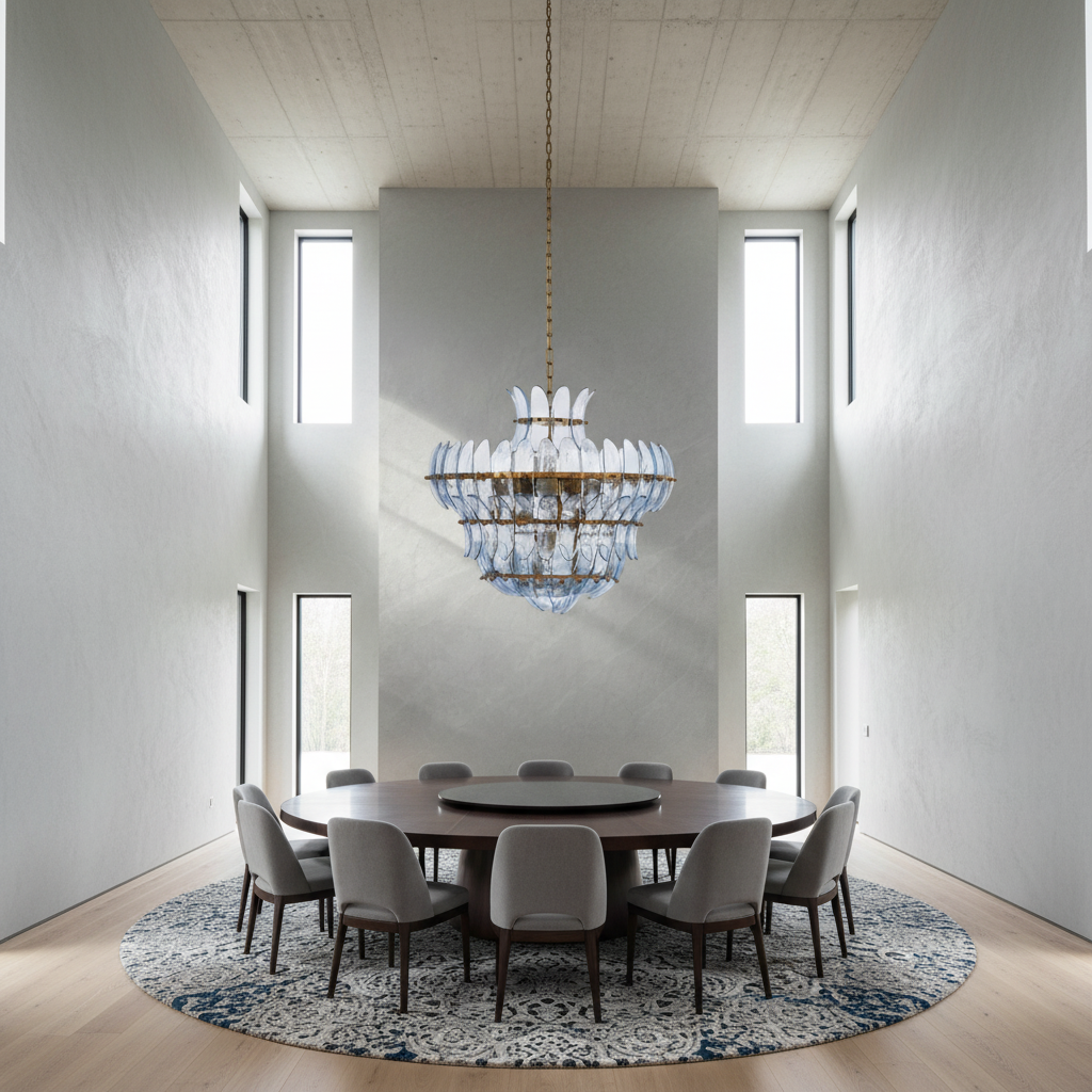 Riviko Veridian Bloom 10-Light Blown Glass Chandelier - Background Shot