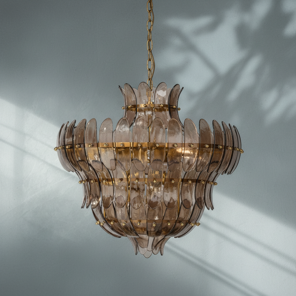 Riviko Veridian Bloom 10-Light Blown Glass Chandelier - Background Shot
