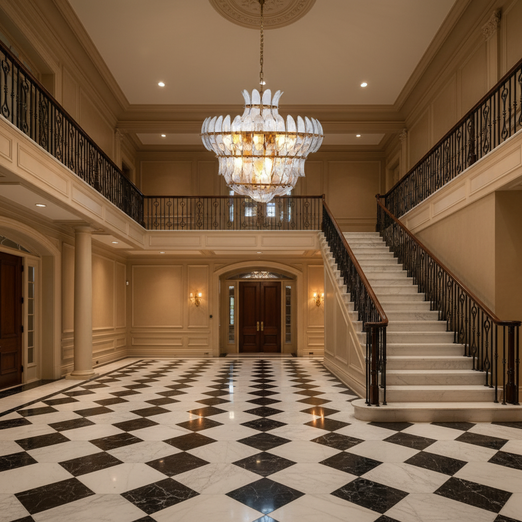Riviko Veridian Bloom 10-Light Blown Glass Chandelier - grand American estate foyer