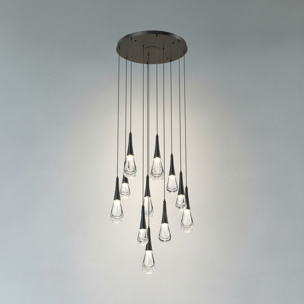 Riviko Aqueous Bloom Round LED Chandelier - Background Shot