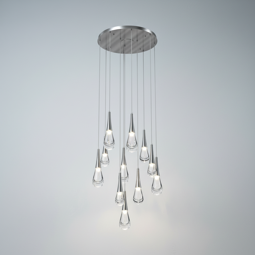Riviko Aqueous Bloom Round LED Chandelier - Background Shot