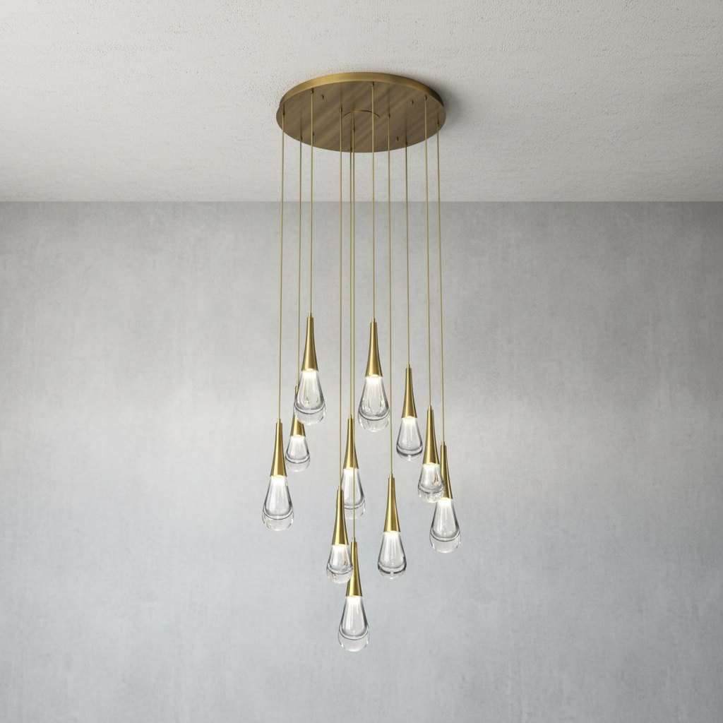 Riviko Aqueous Bloom Round LED Chandelier - Background Shot
