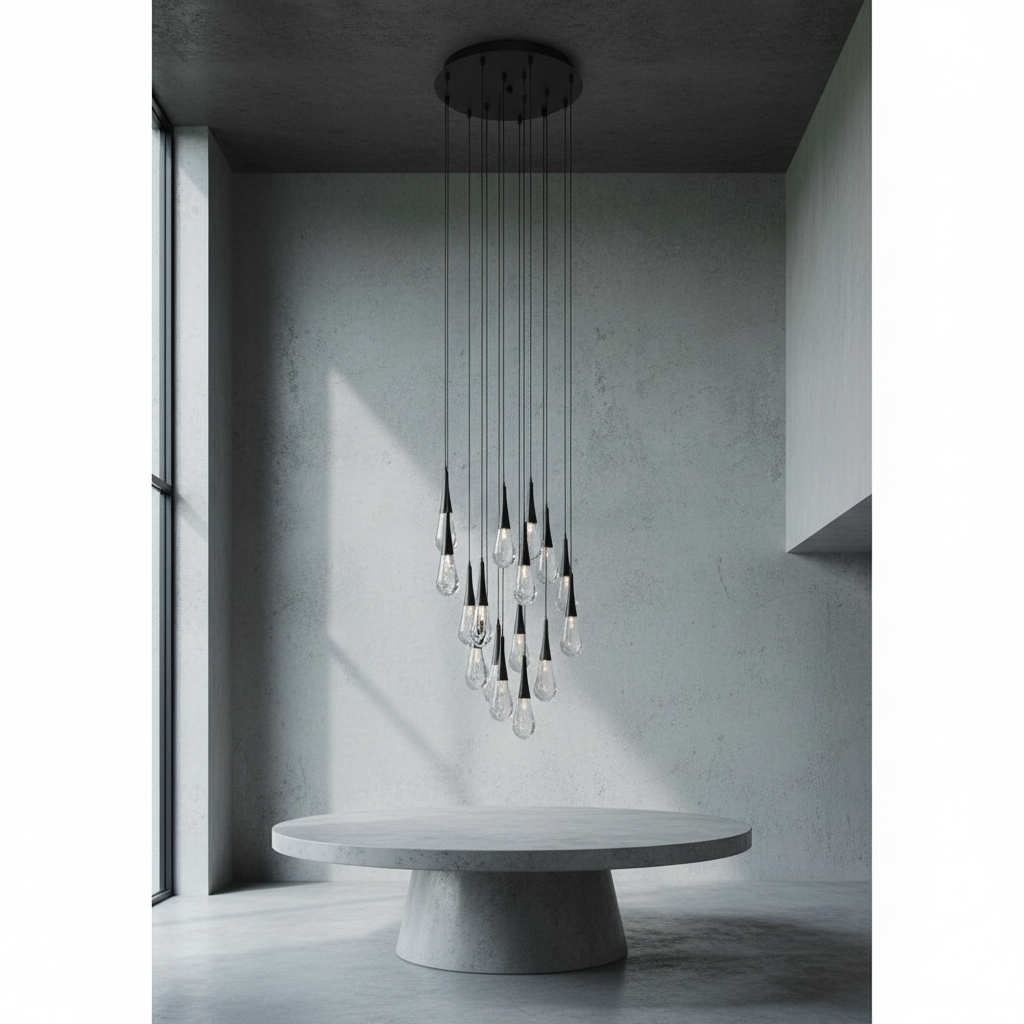 Riviko Aqueous Bloom Round LED Chandelier - Background Shot