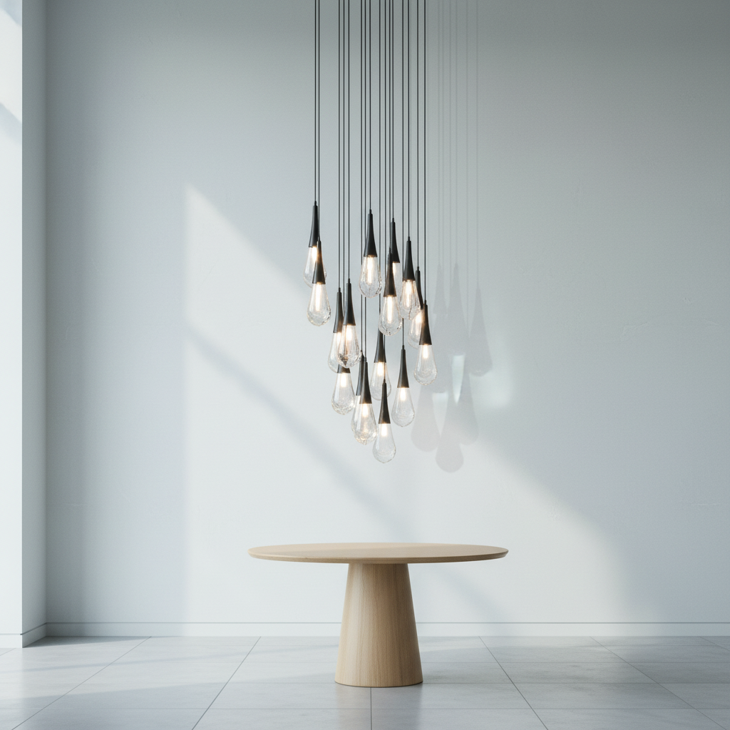 Riviko Aqueous Bloom Round LED Chandelier - Background Shot