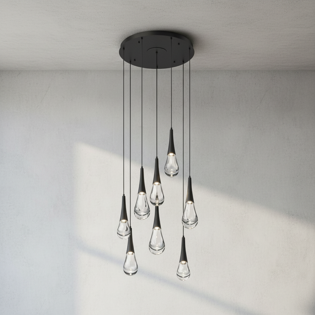 Riviko Aqueous Bloom Round LED Chandelier - Background Shot