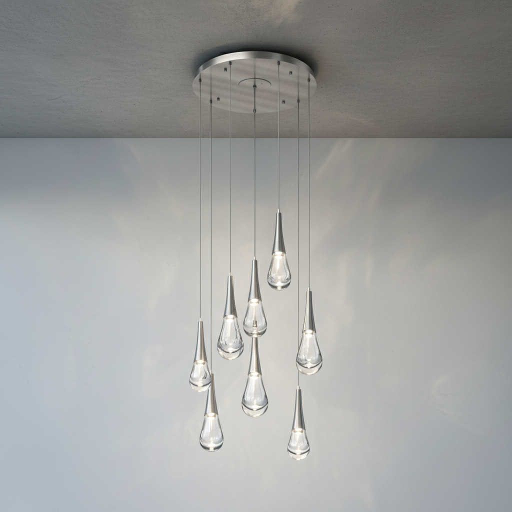 Riviko Aqueous Bloom Round LED Chandelier - Background Shot