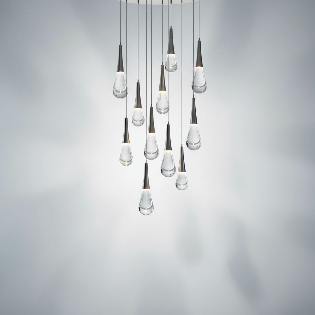 Riviko Water Drop Round LED Chandelier - Studio Shot