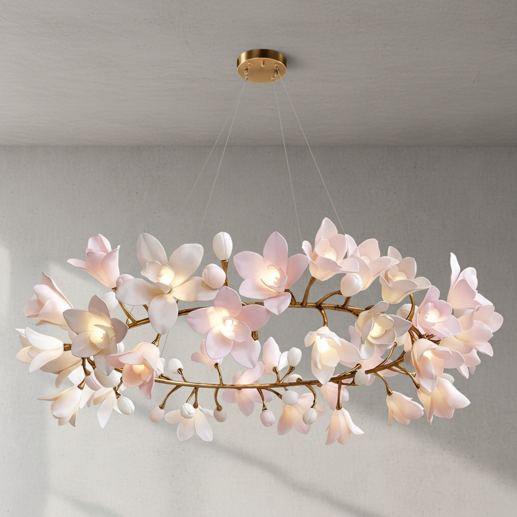 Riviko Verdant Bloom Circular Chandelier - Background Shot
