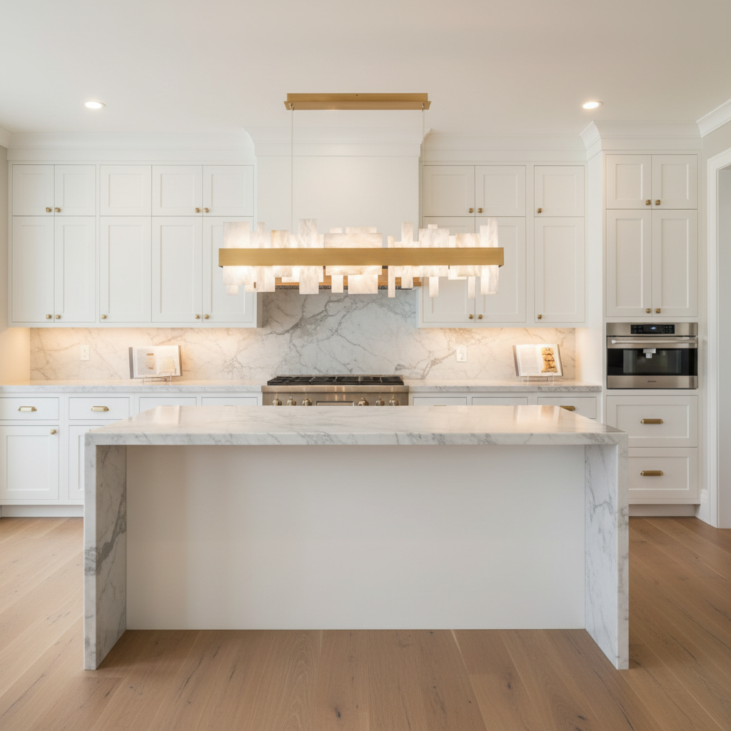 Riviko Veridian Bloom LED Linear Chandelier - upscale American kitchen
