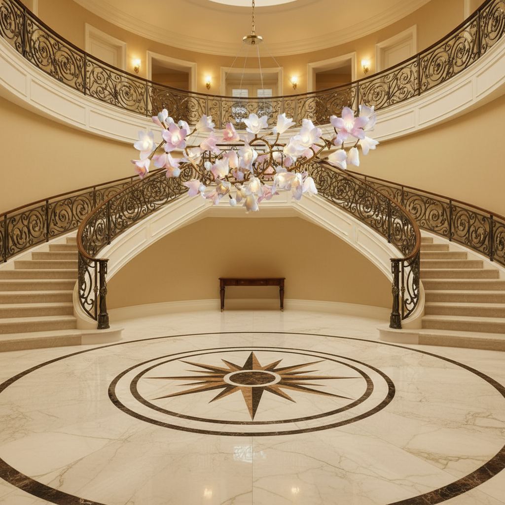 Riviko Flower Circular Blossom Chandelier - Scene