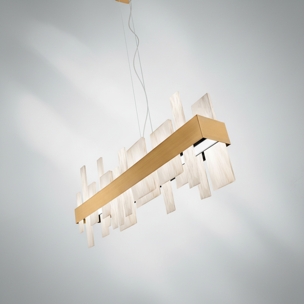 Riviko Alabaster Acropolis LED Linear Chandelier - Studio Shot