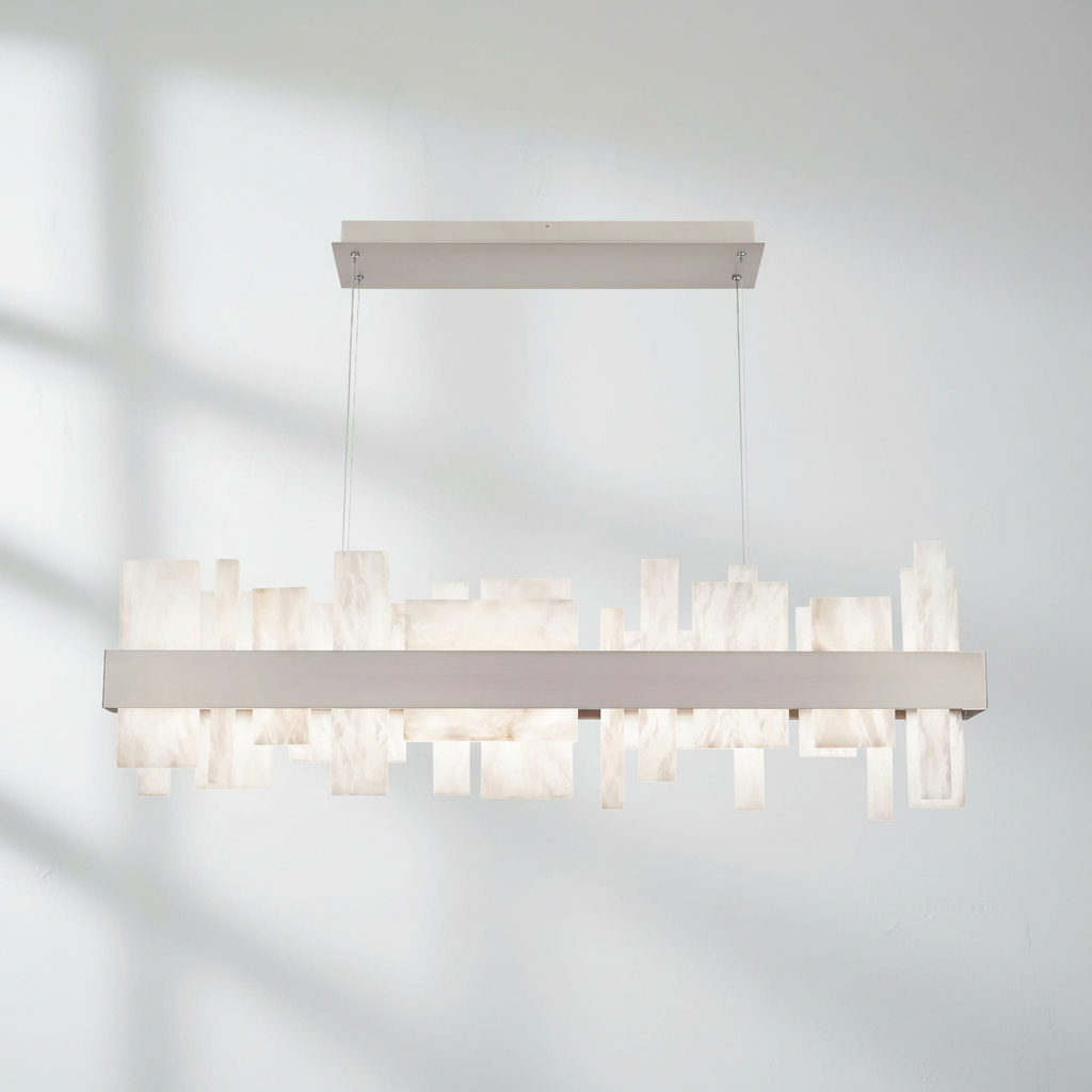 Riviko Alabaster Acropolis LED Linear Chandelier - Studio Shot